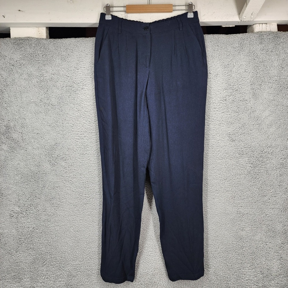 Pablo Women Size 38 US 8‎ Navy Blue Pleated Trousers Pants Acetate Viscose Blend